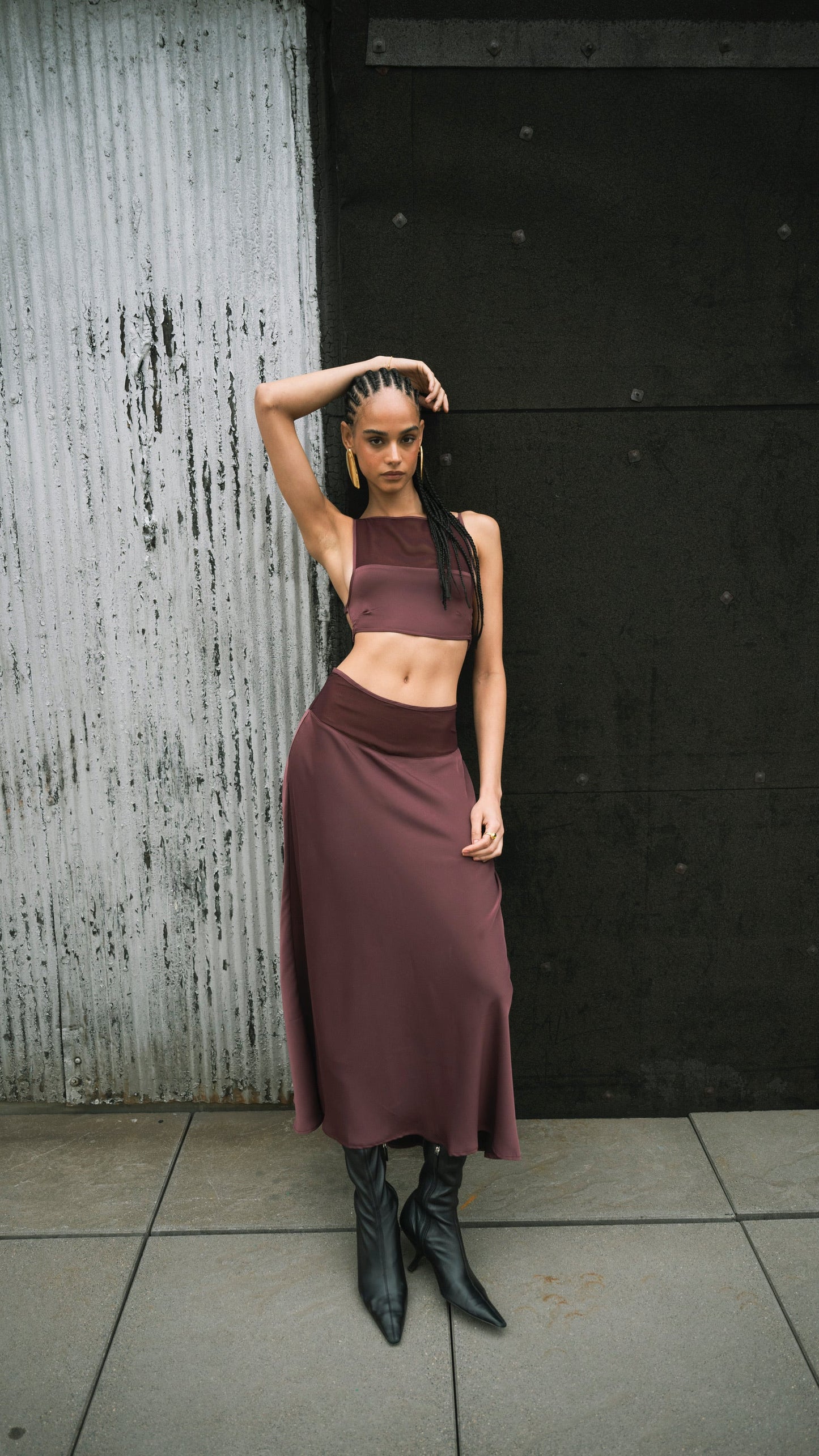 Midi Chiffon Cutout Skirt