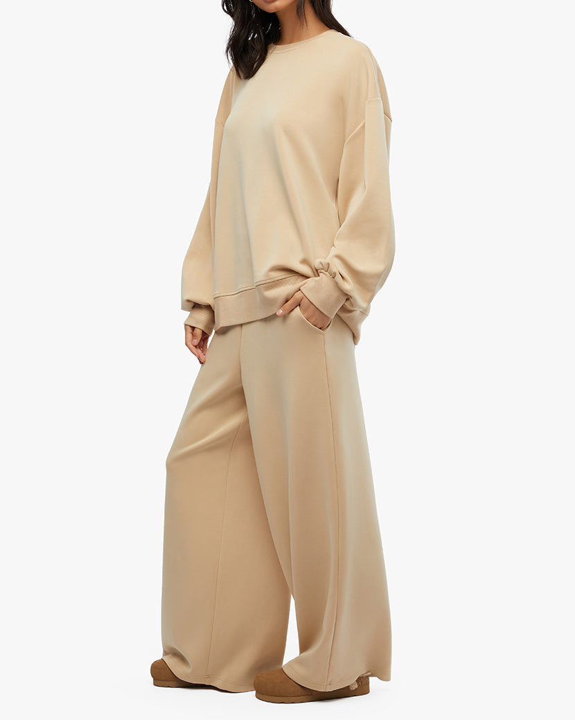 Balloon Sleeve Crew Neck Sweater