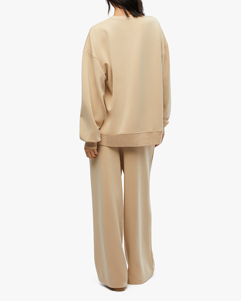 Balloon Sleeve Crew Neck Sweater