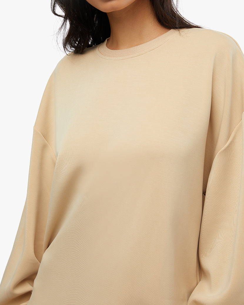 Balloon Sleeve Crew Neck Sweater