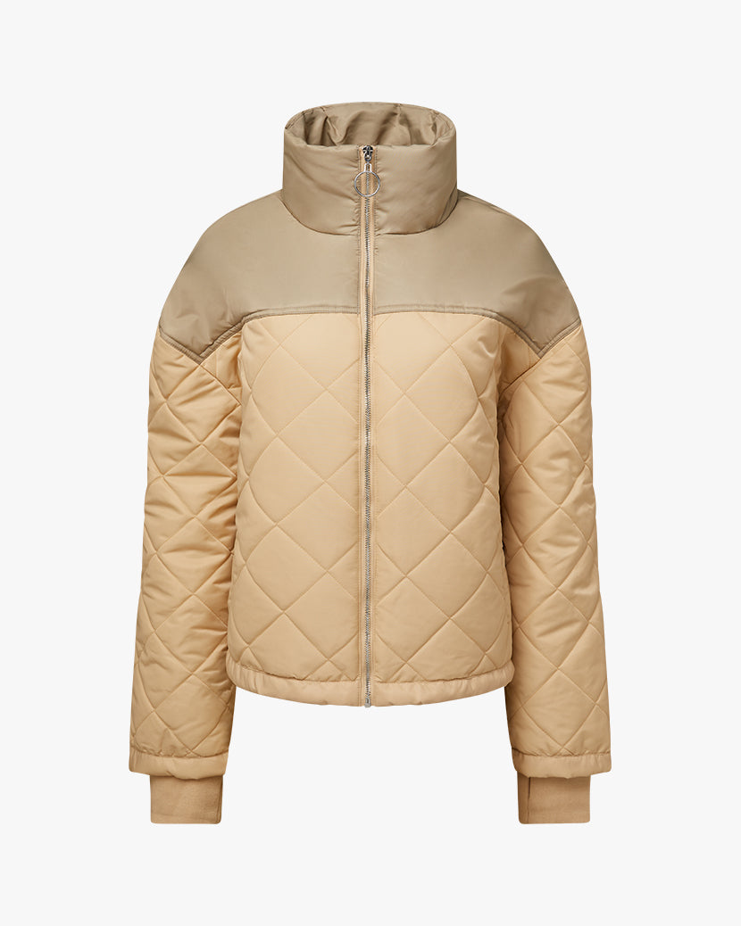 Color Blocked Quilted Puffer Jacket