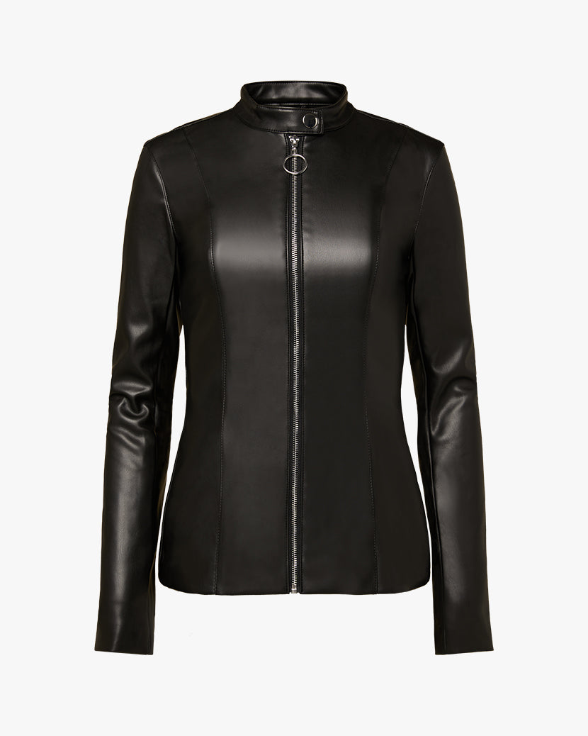 Vegan Leather Fitted Moto Jacket