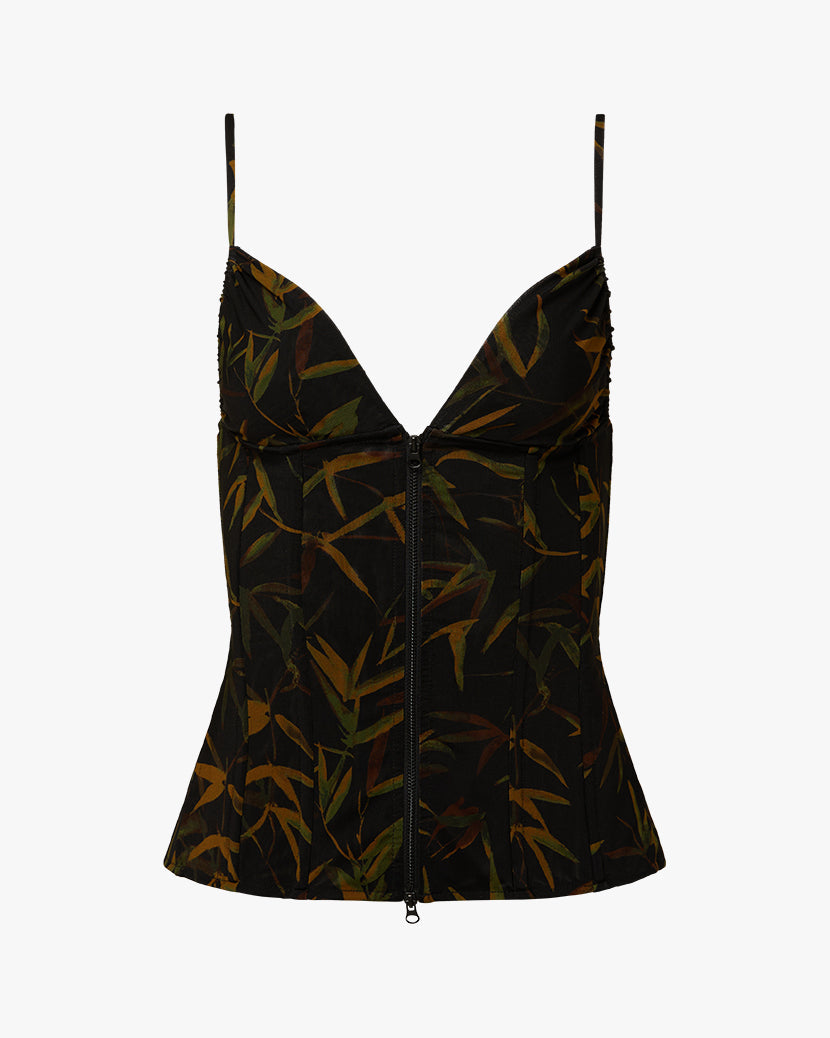 Zip Front Vintage Leaves Corset