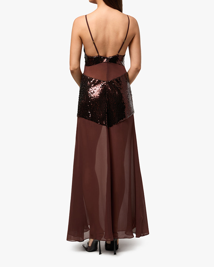 Sheer Panel Maxi Dress