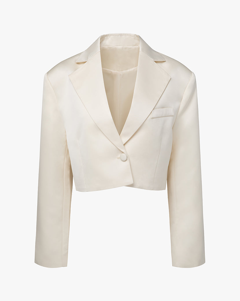 Cropped Satin Blazer
