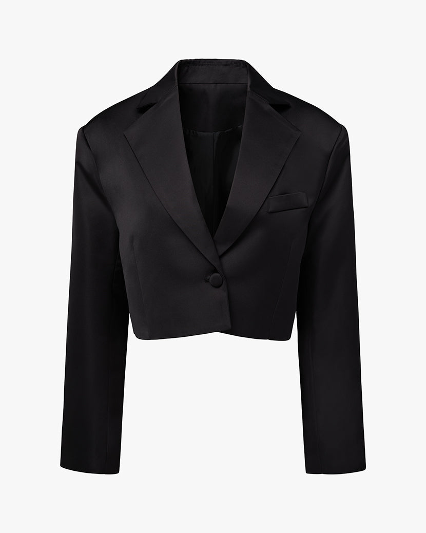 Cropped Satin Blazer