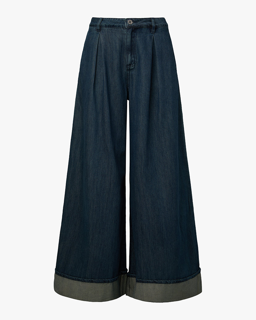 Pleated Wide Leg Jean