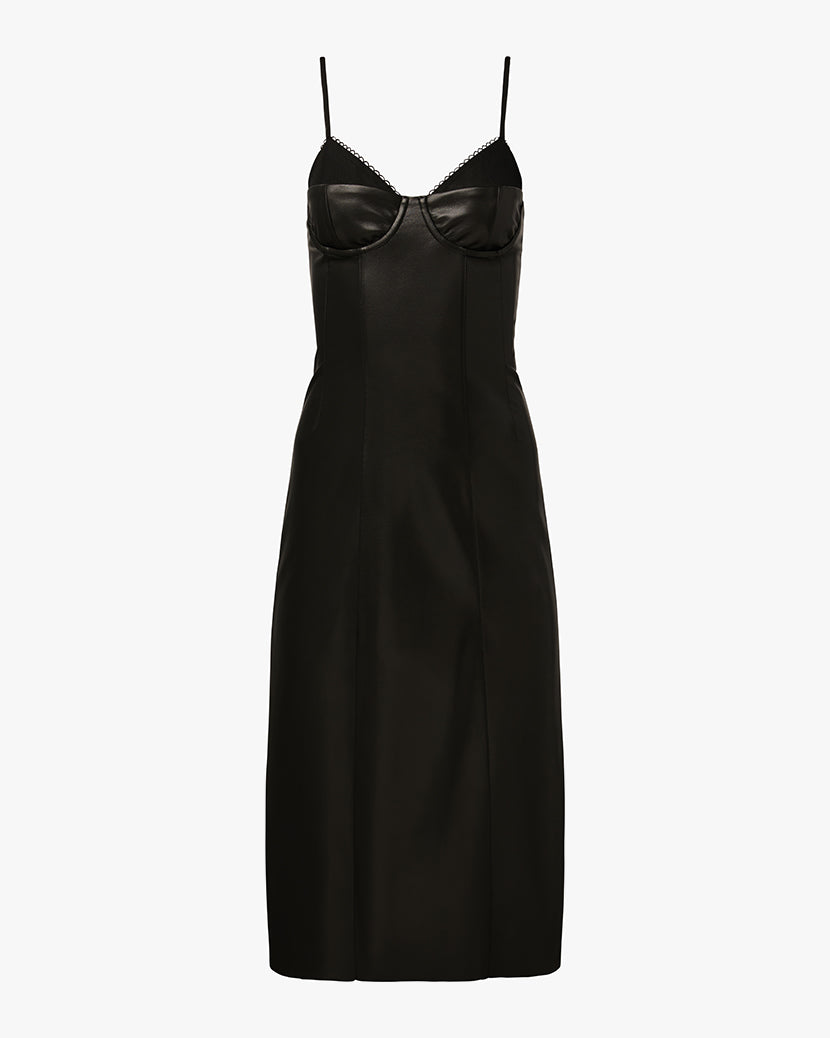 Vegan Leather Fitted Corset Dress
