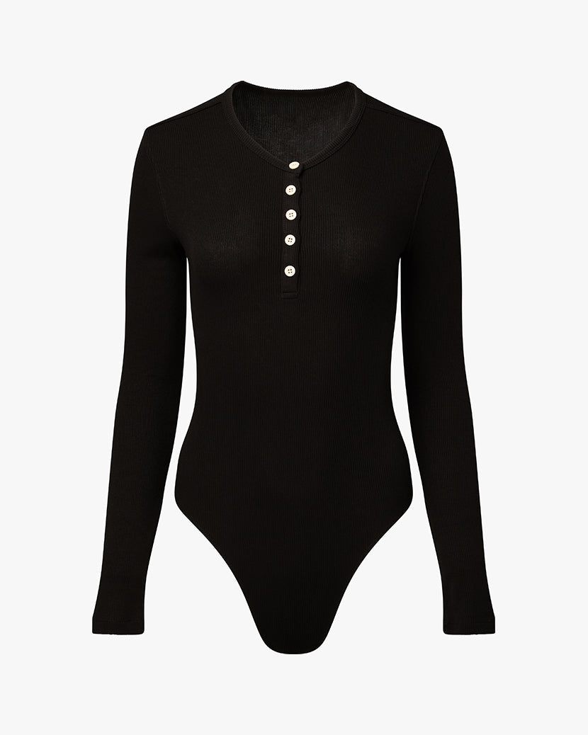 Crew Neck Henley Bodysuit