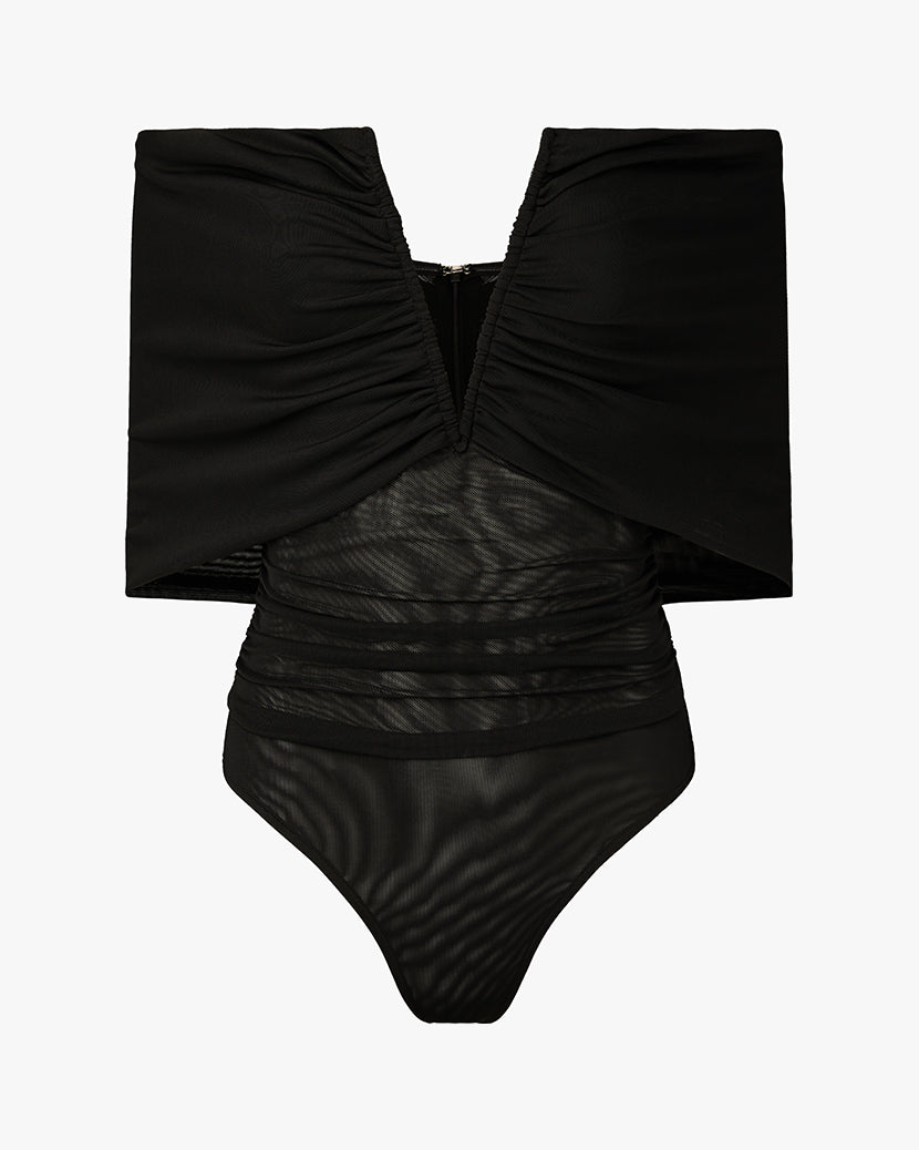 Ruched Off Shoulder Bodysuit