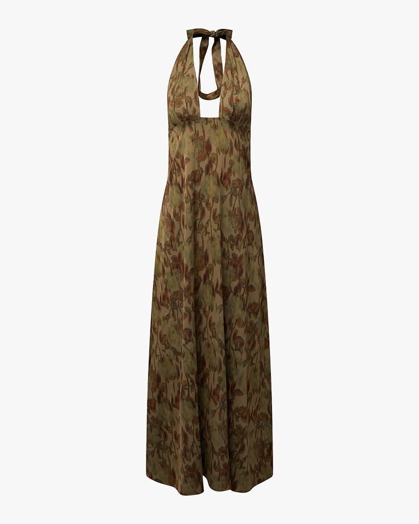 Halter Deep V Maxi Dress