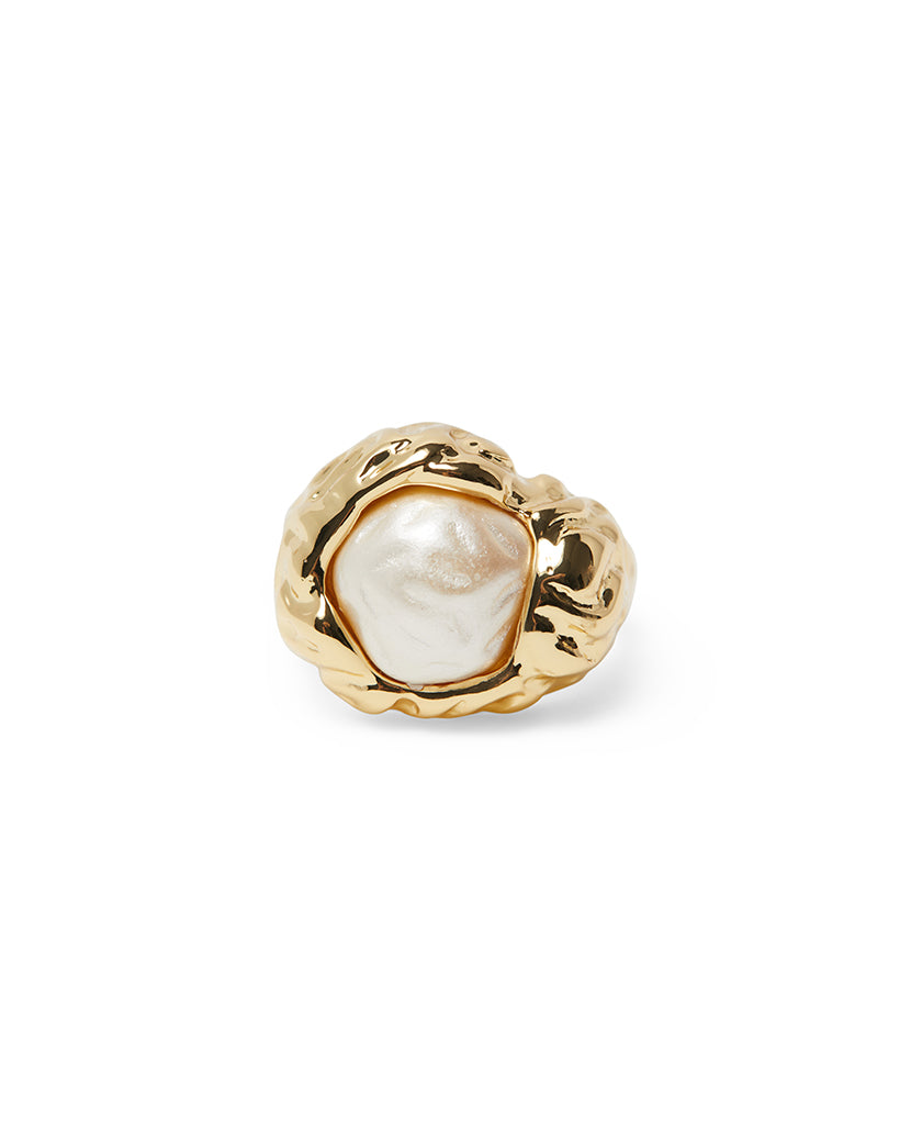 Hammered Pearl Pendant Ring