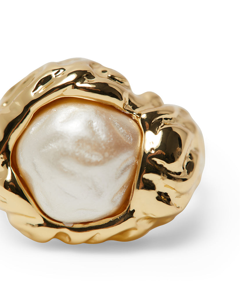 Hammered Pearl Pendant Ring