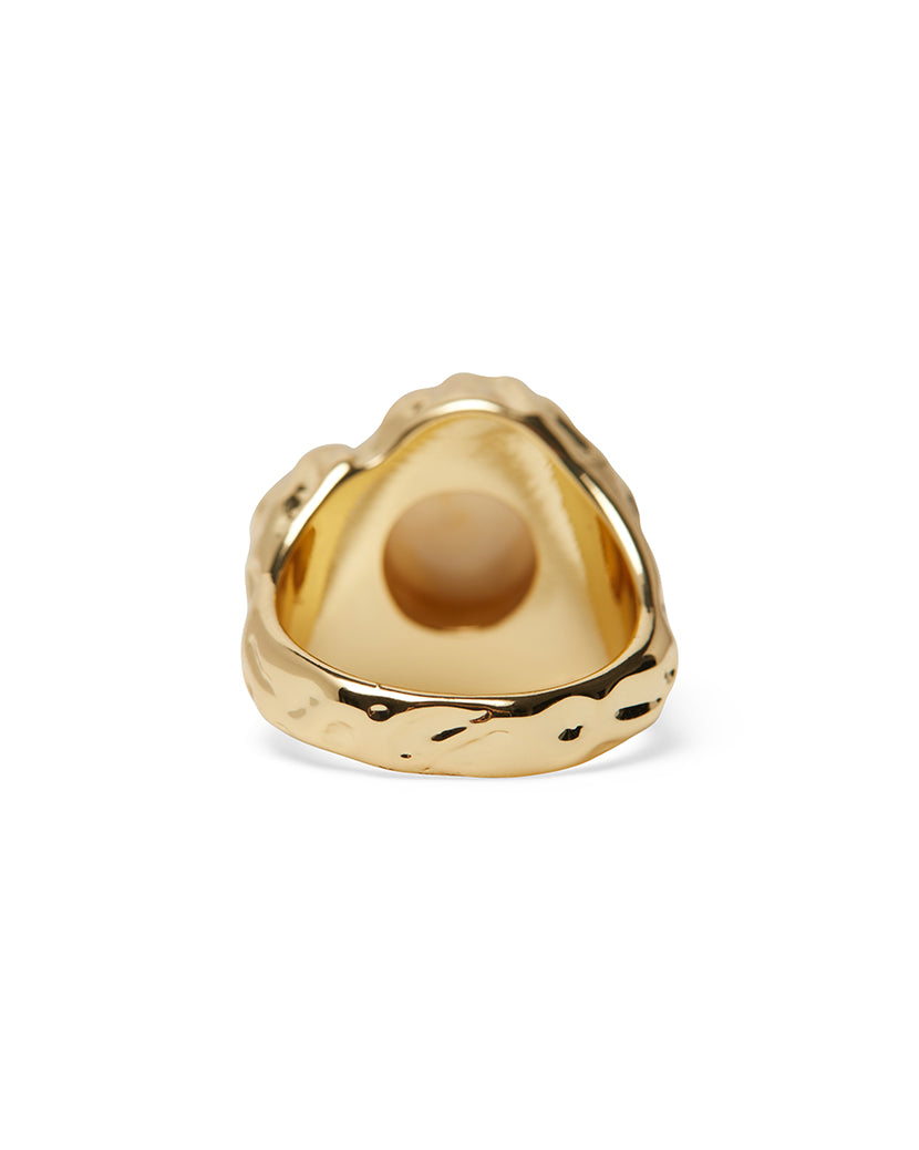 Hammered Pearl Pendant Ring