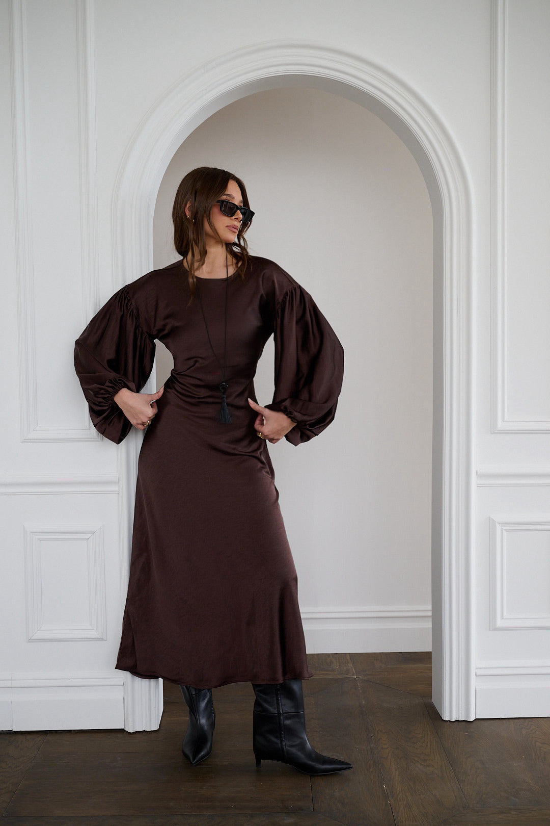 Balloon Sleeve Maxi Dress