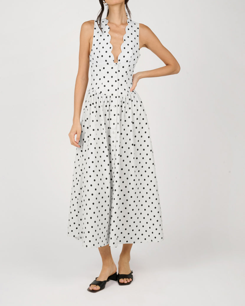 Button Front Scallop Dress