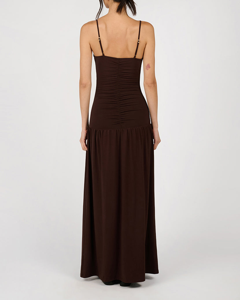 Ruched Front Scoop Maxi Dress