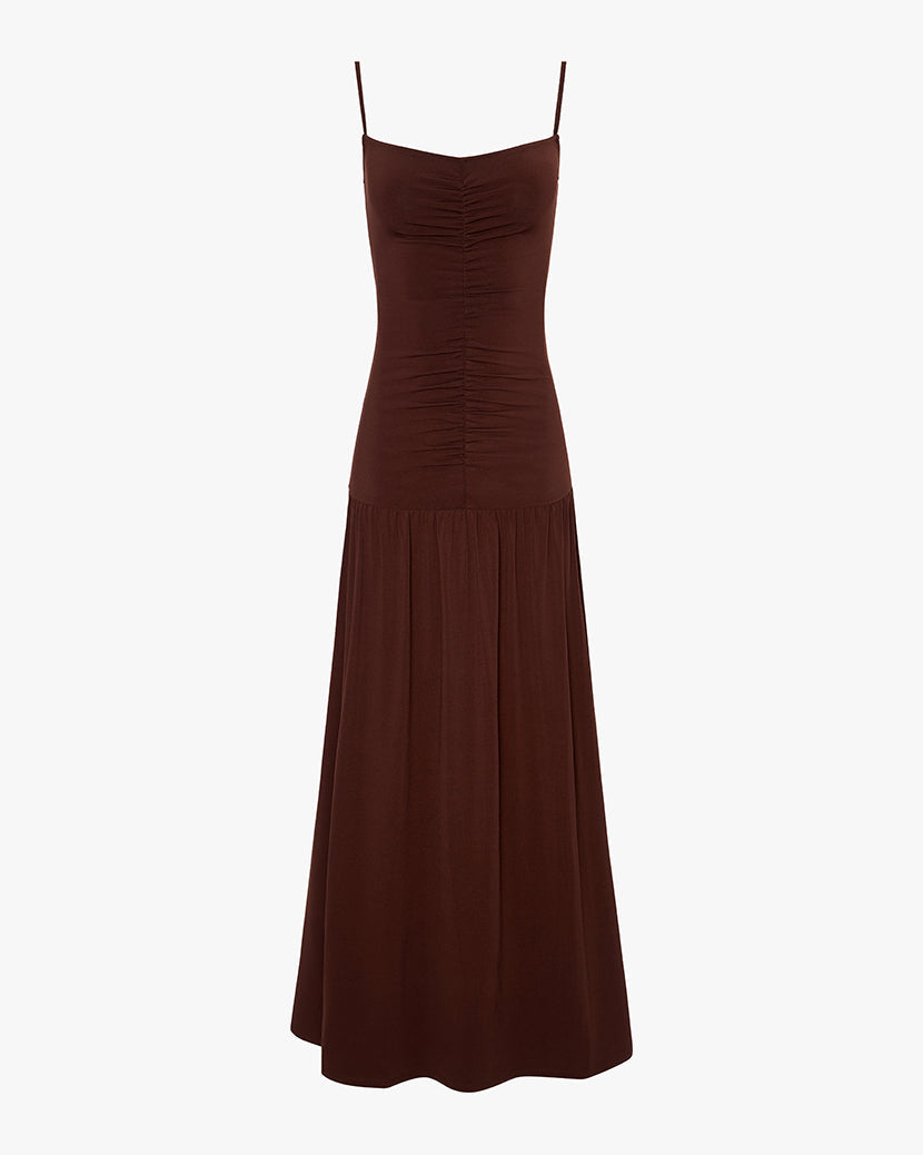 Ruched Front Scoop Maxi Dress