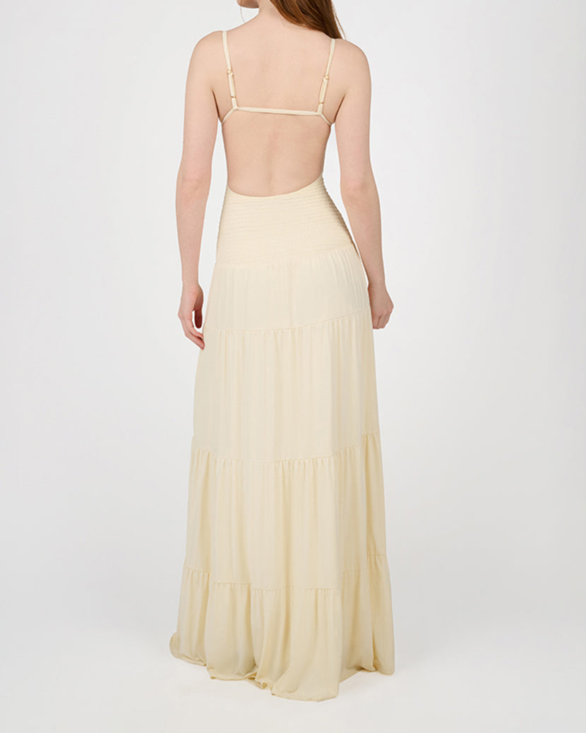 Smocked Drop Waist Maxi Dress