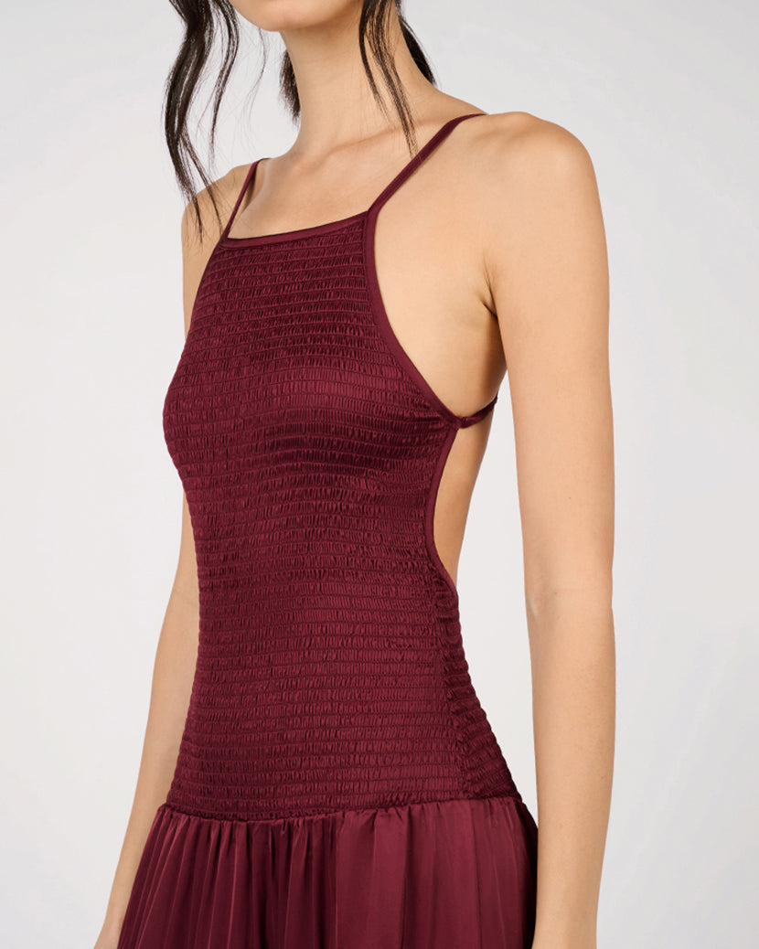 Smocked Drop Waist Maxi Dress