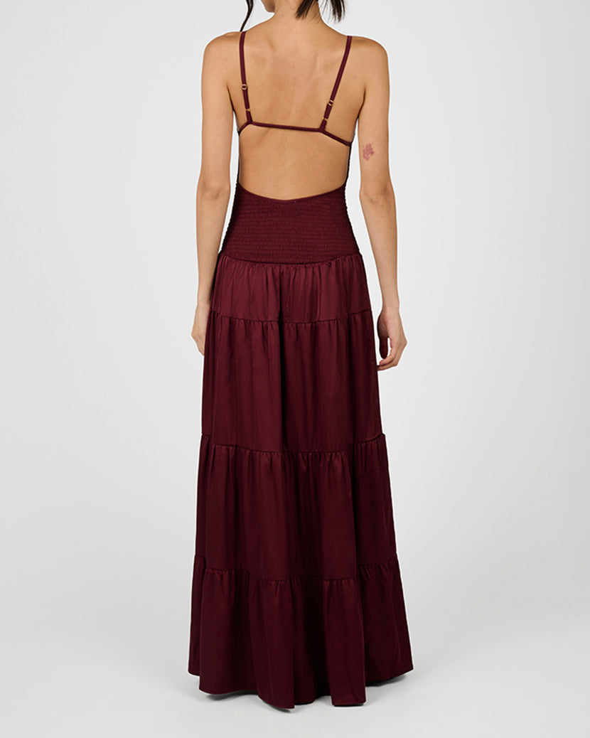 Smocked Drop Waist Maxi Dress
