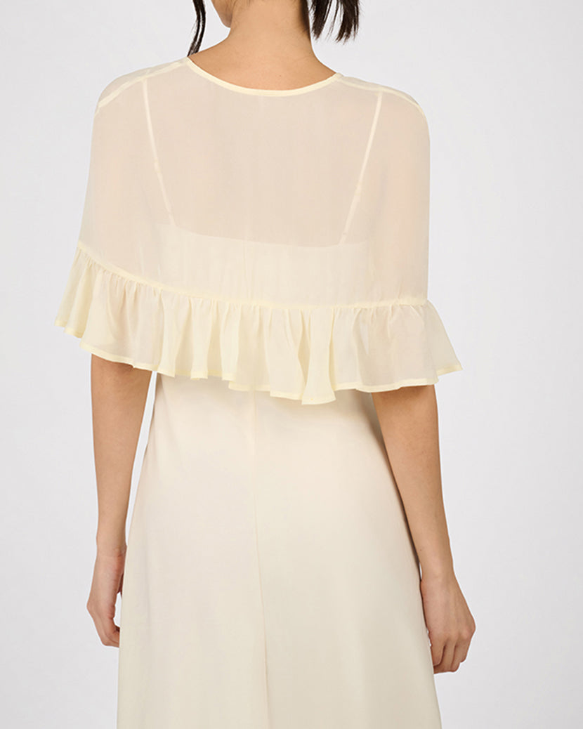 Ruffle Shawl Collar Maxi Dress