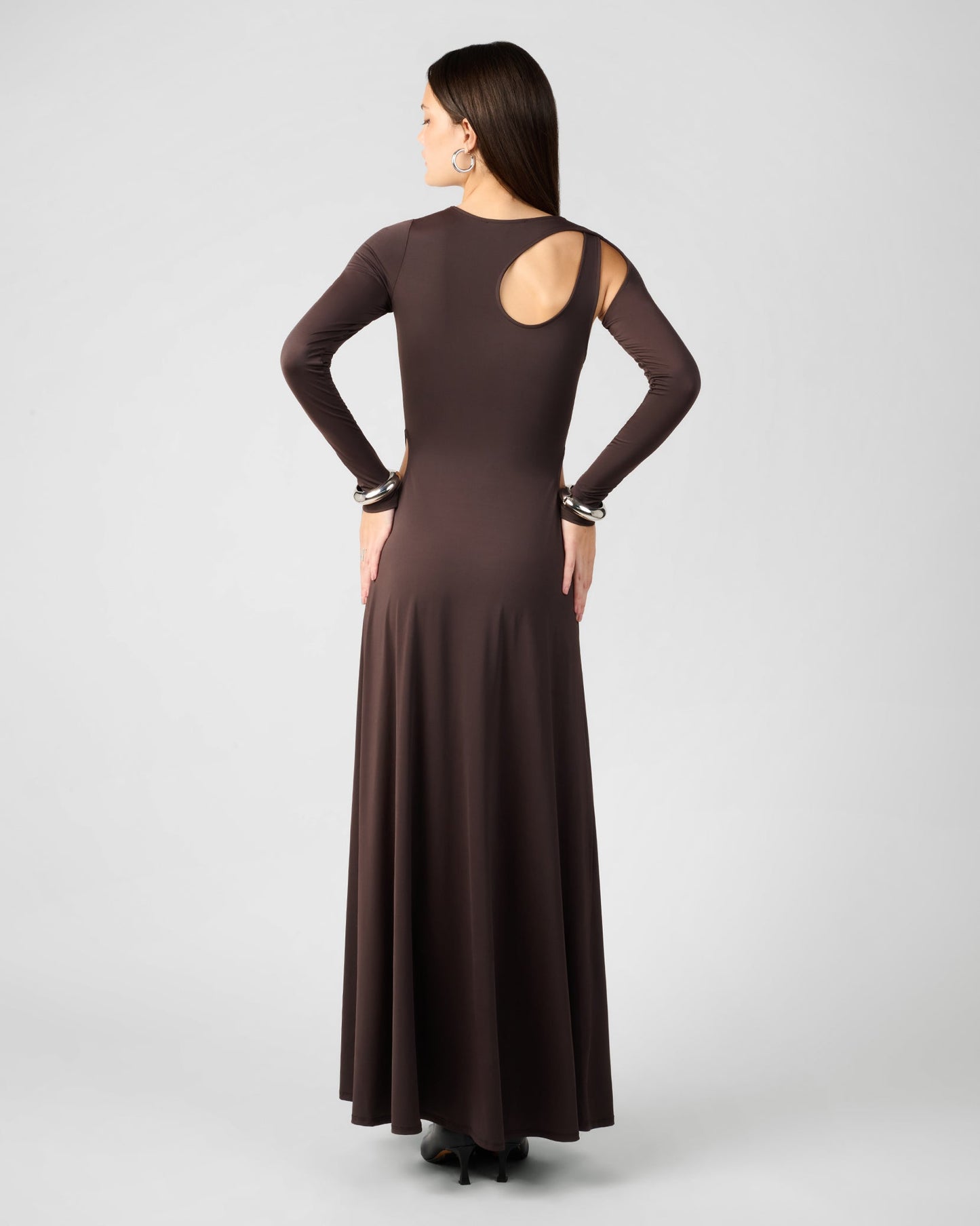 Cut Out Long Sleeve Maxi Dress