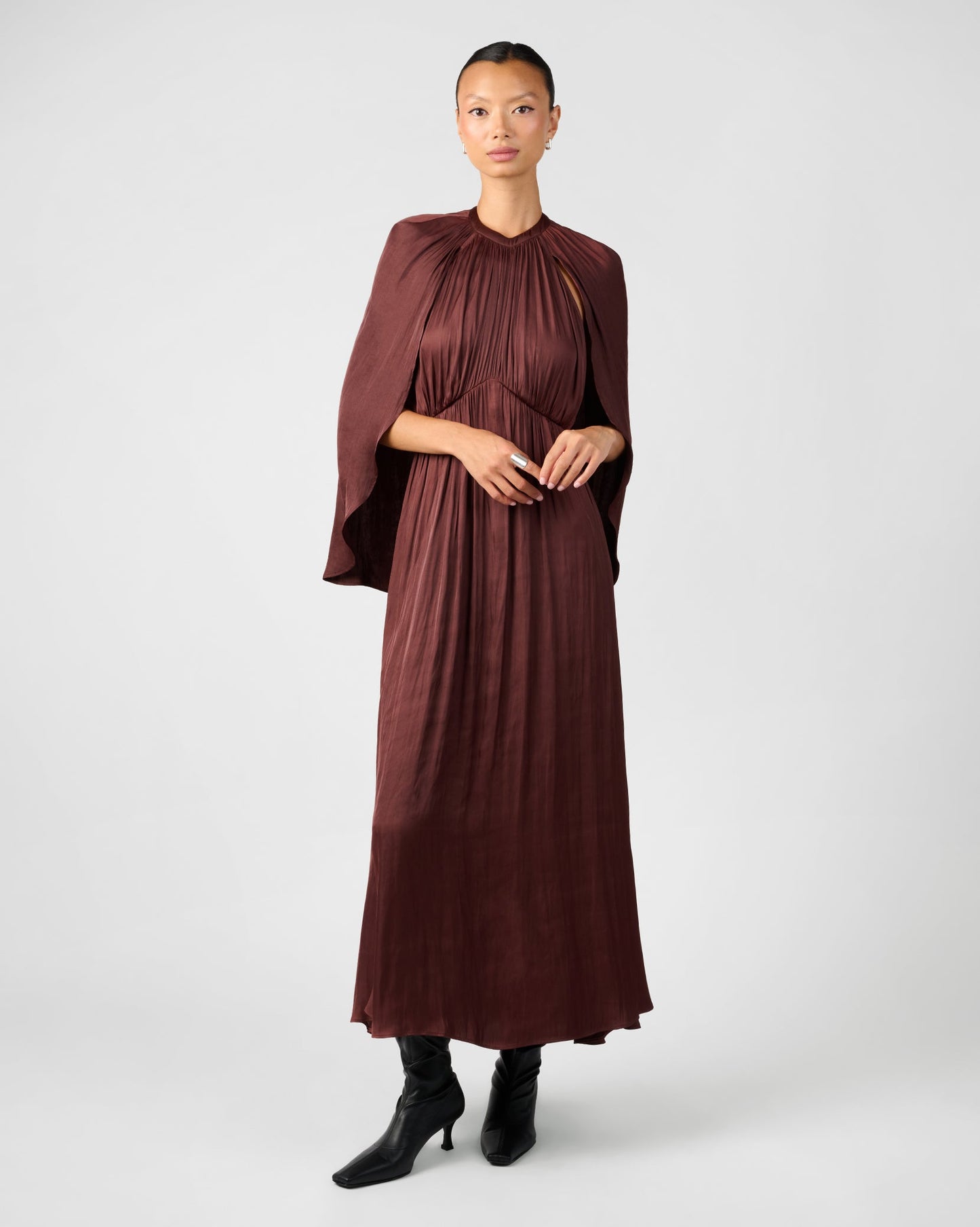 Halter Cape Midi Dress