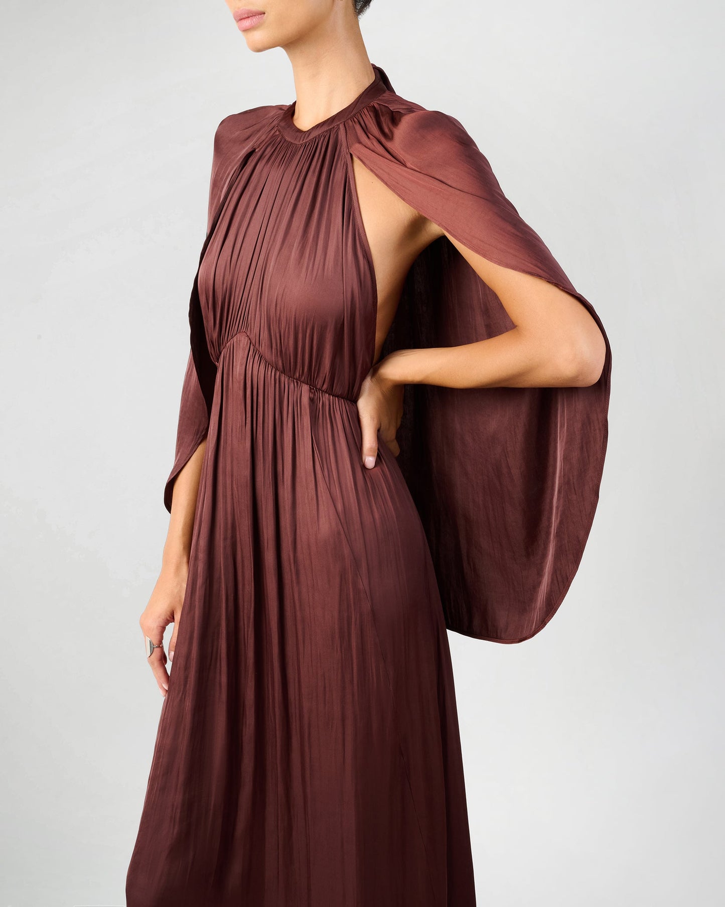 Halter Cape Midi Dress