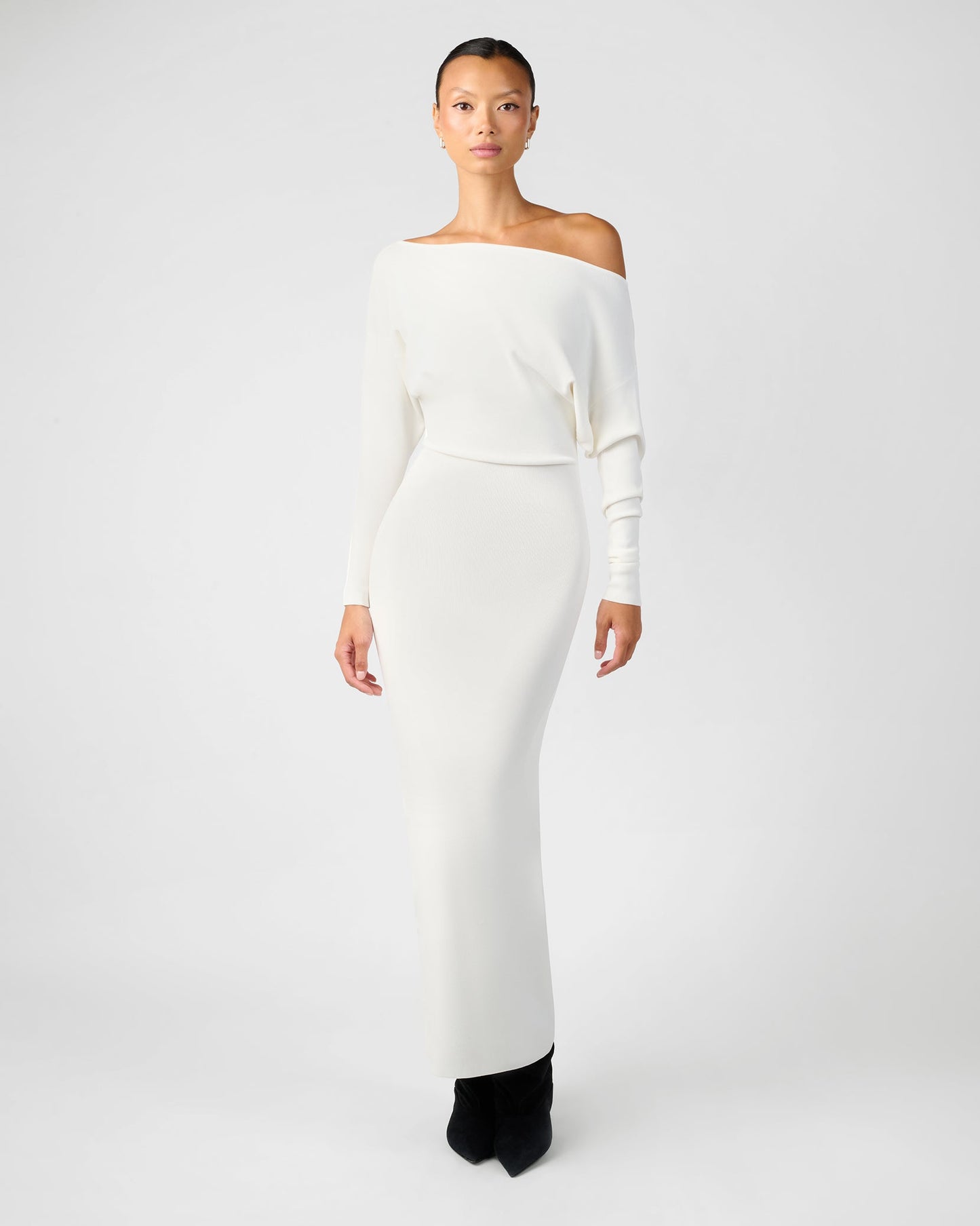 Off Shoulder Sweater Midi Dress