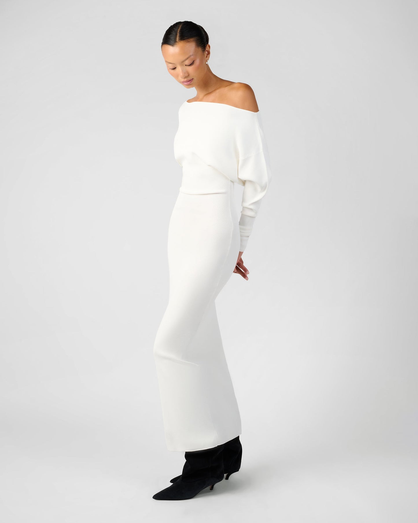 Off Shoulder Sweater Midi Dress