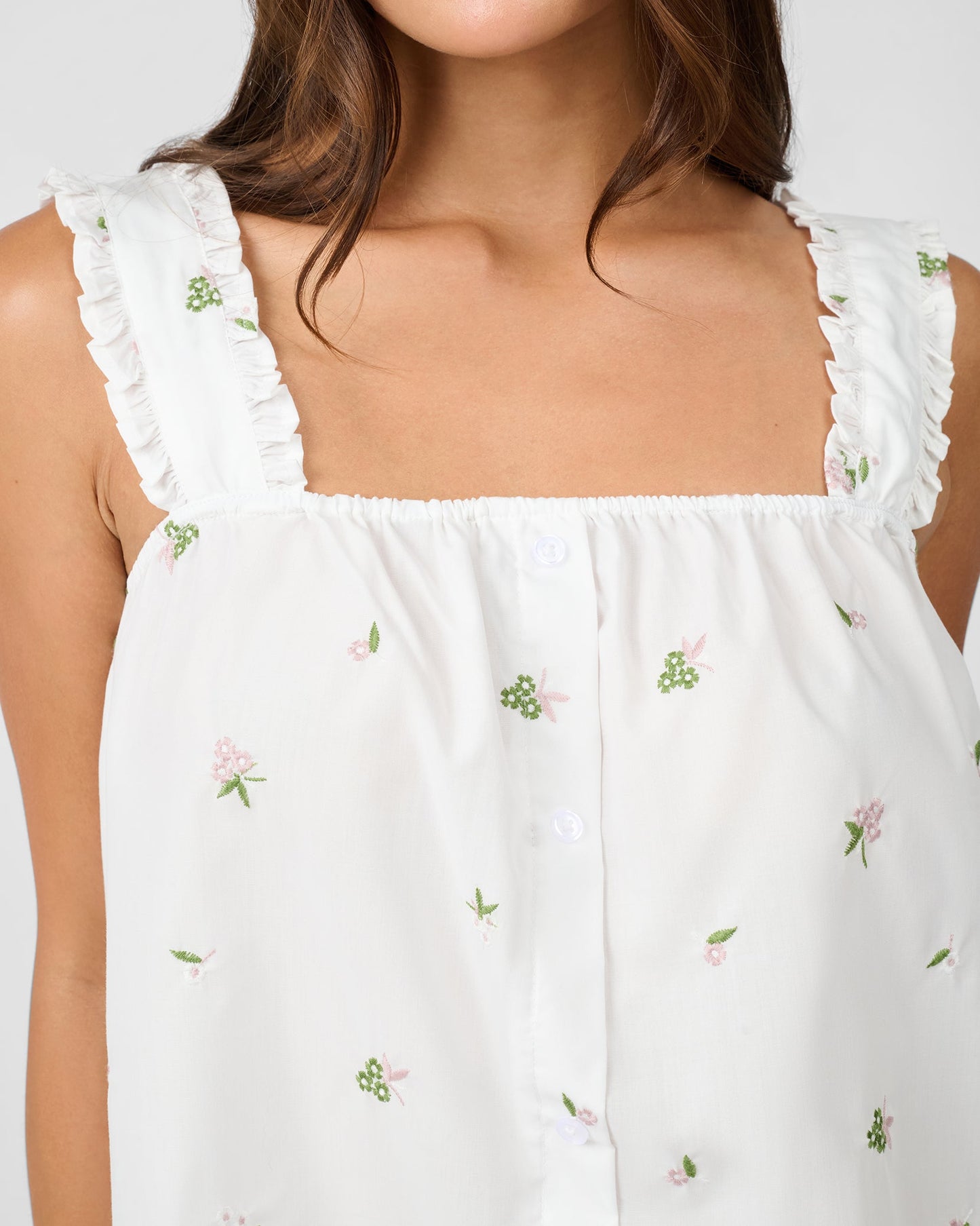 Ruffle Button Front Tank Top