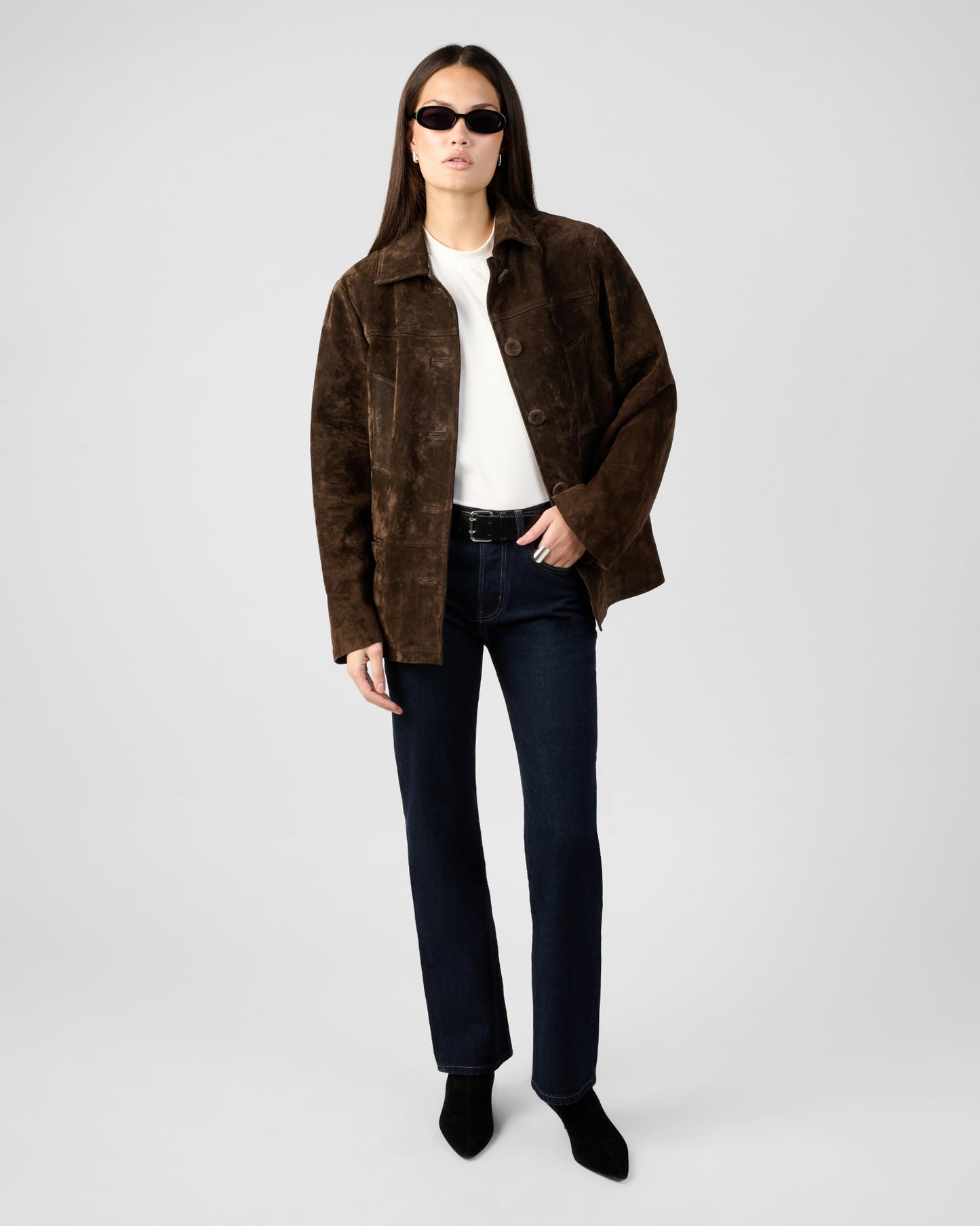 Premium Suede Button Front Jacket