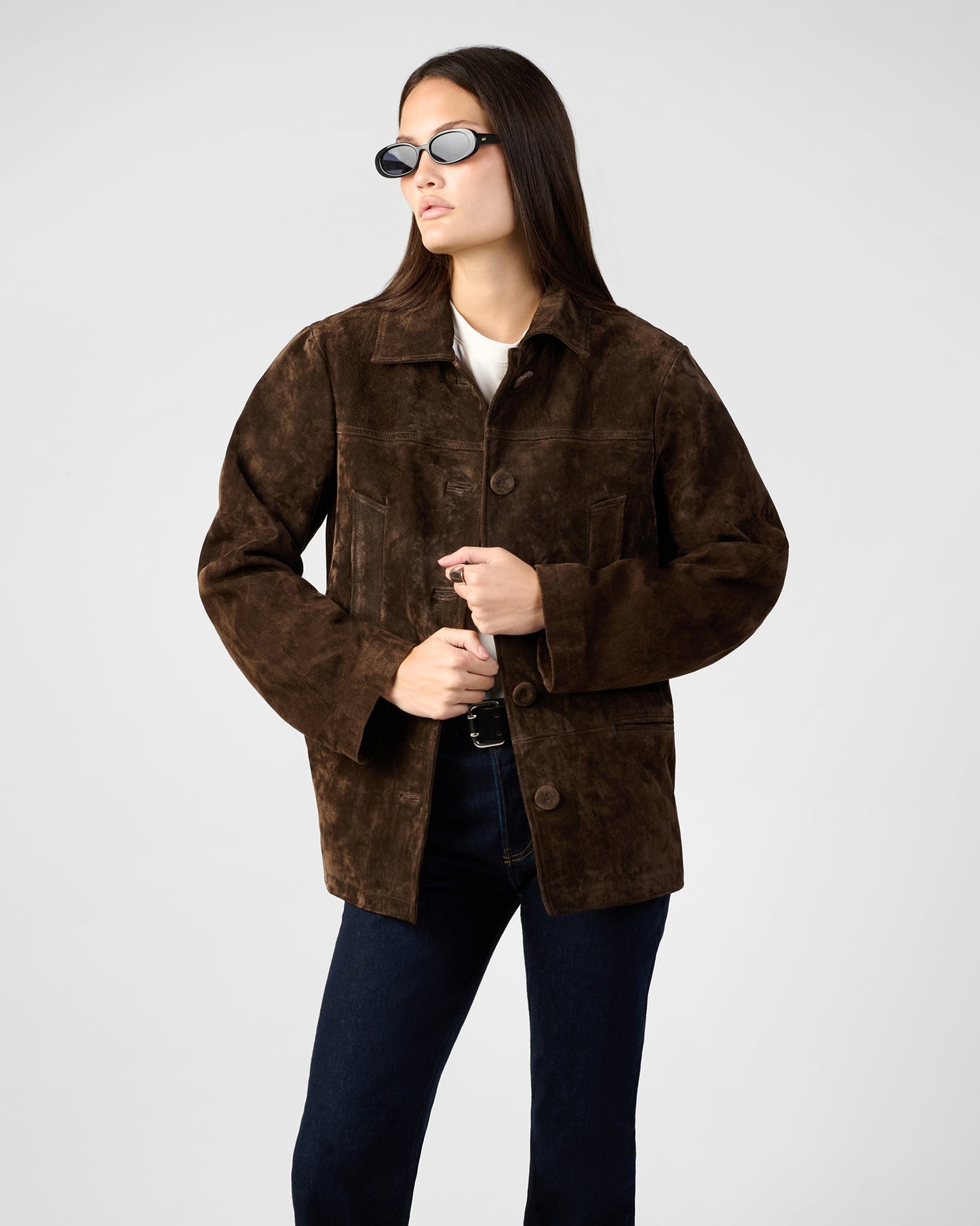 Premium Suede Button Front Jacket