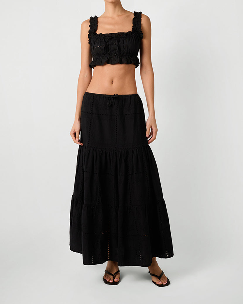 Ruffle Button Crop Top