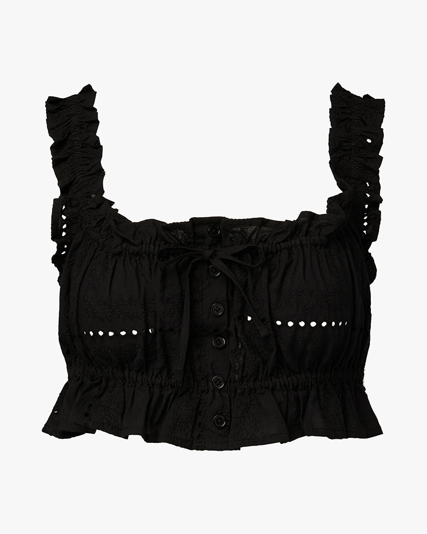 Ruffle Button Crop Top