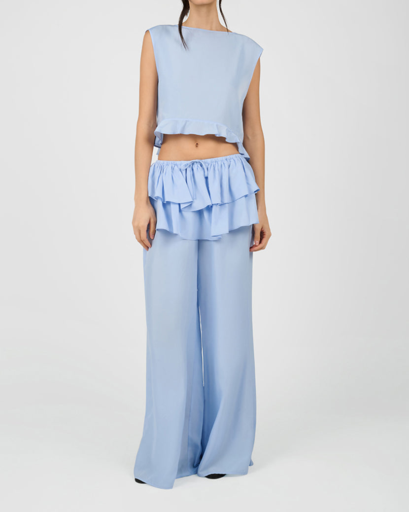 Boat Neck Ruffle Top