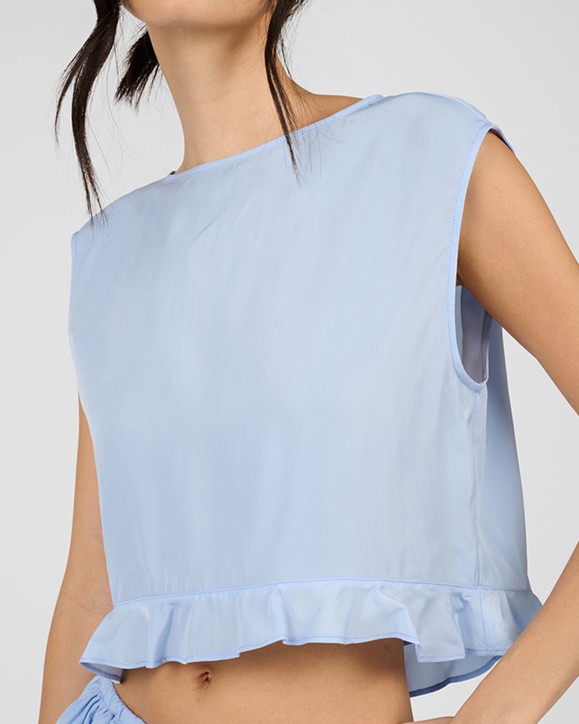 Boat Neck Ruffle Top