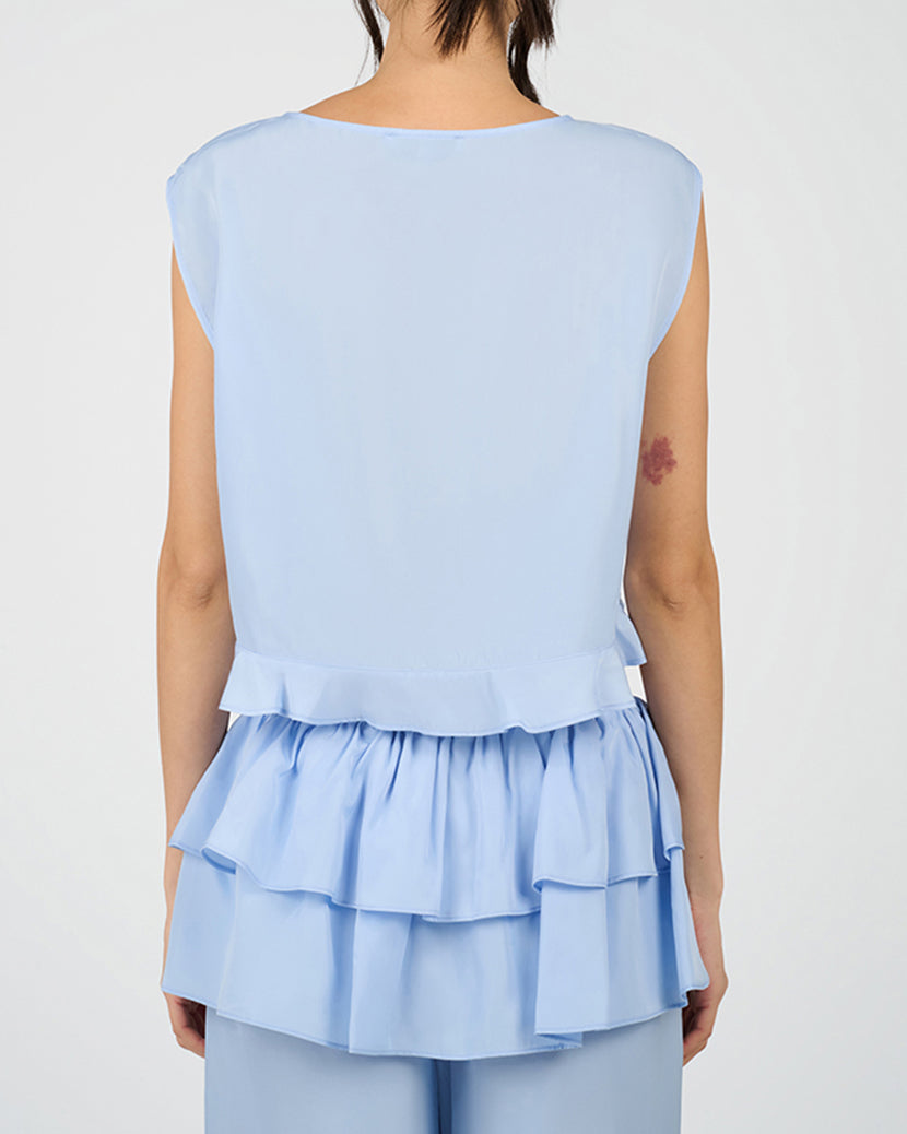 Boat Neck Ruffle Top