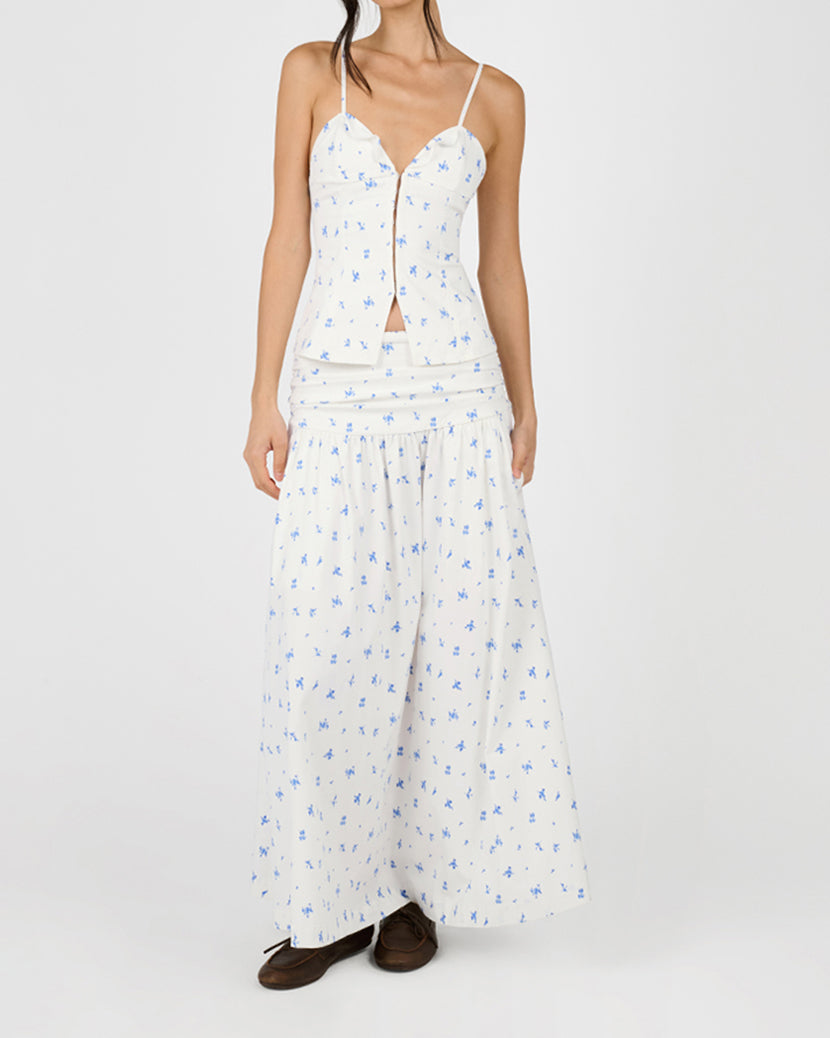 Ruched Waist Midi Skirt