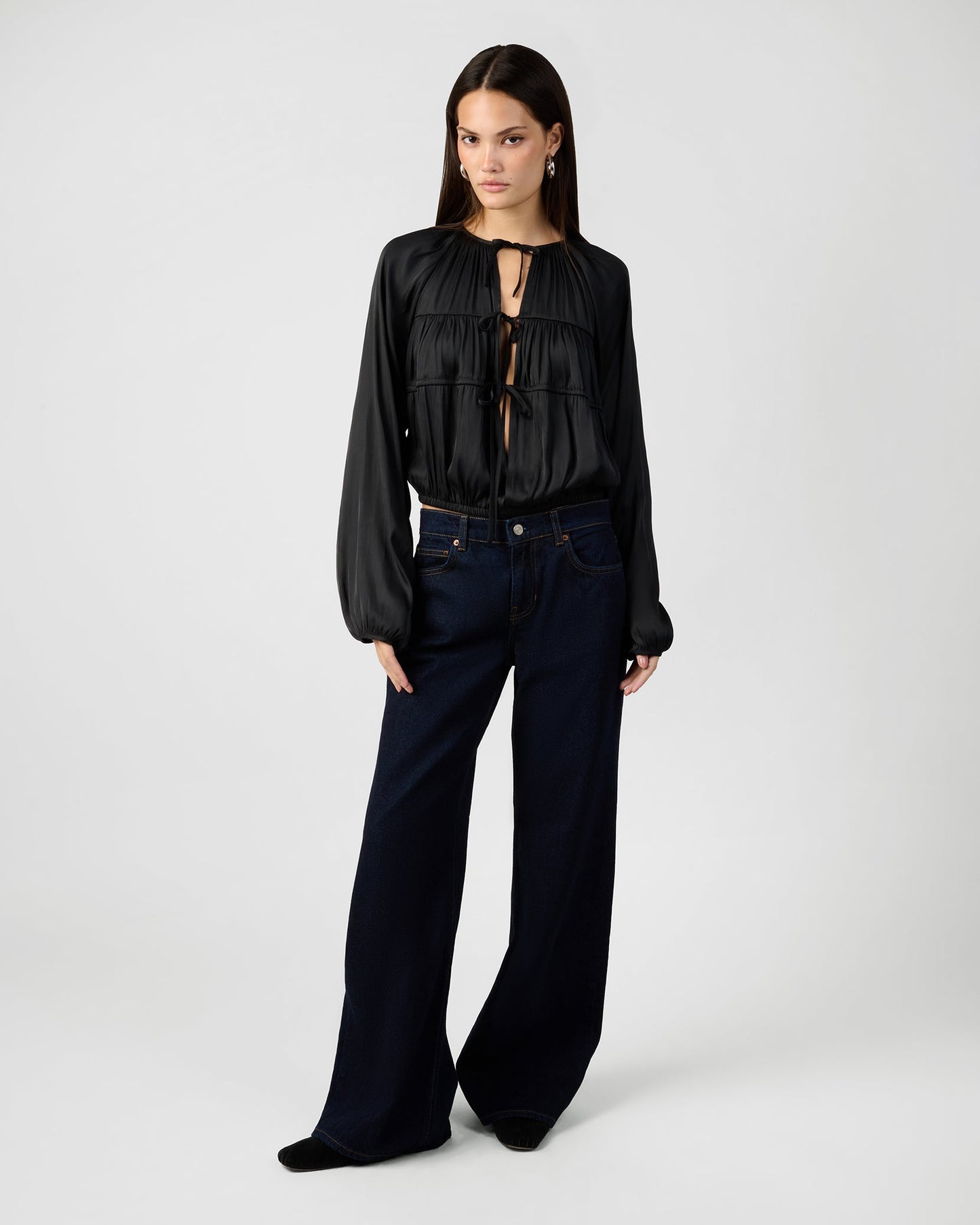 Cocoon Sleeve Front Tie Top