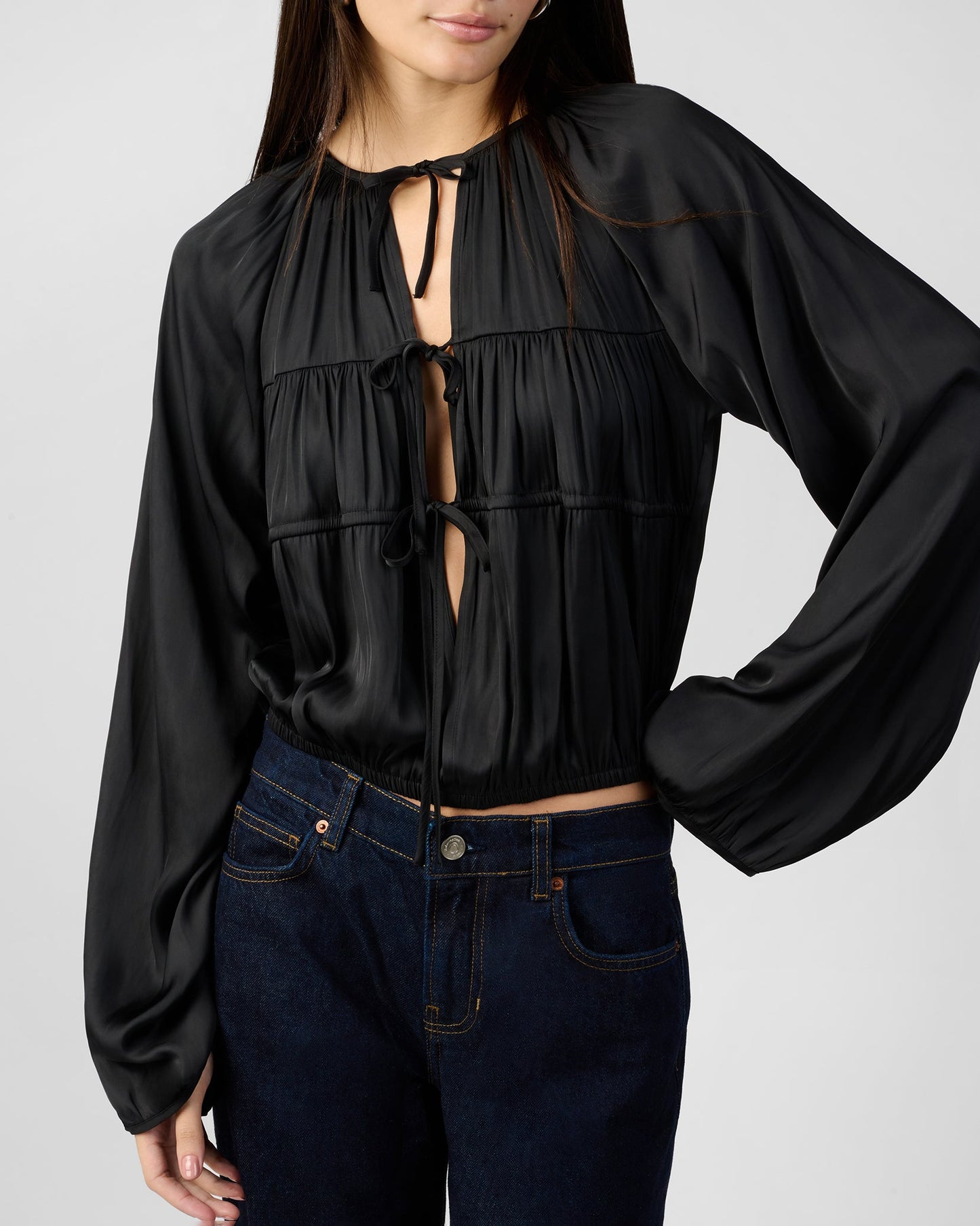 Cocoon Sleeve Front Tie Top