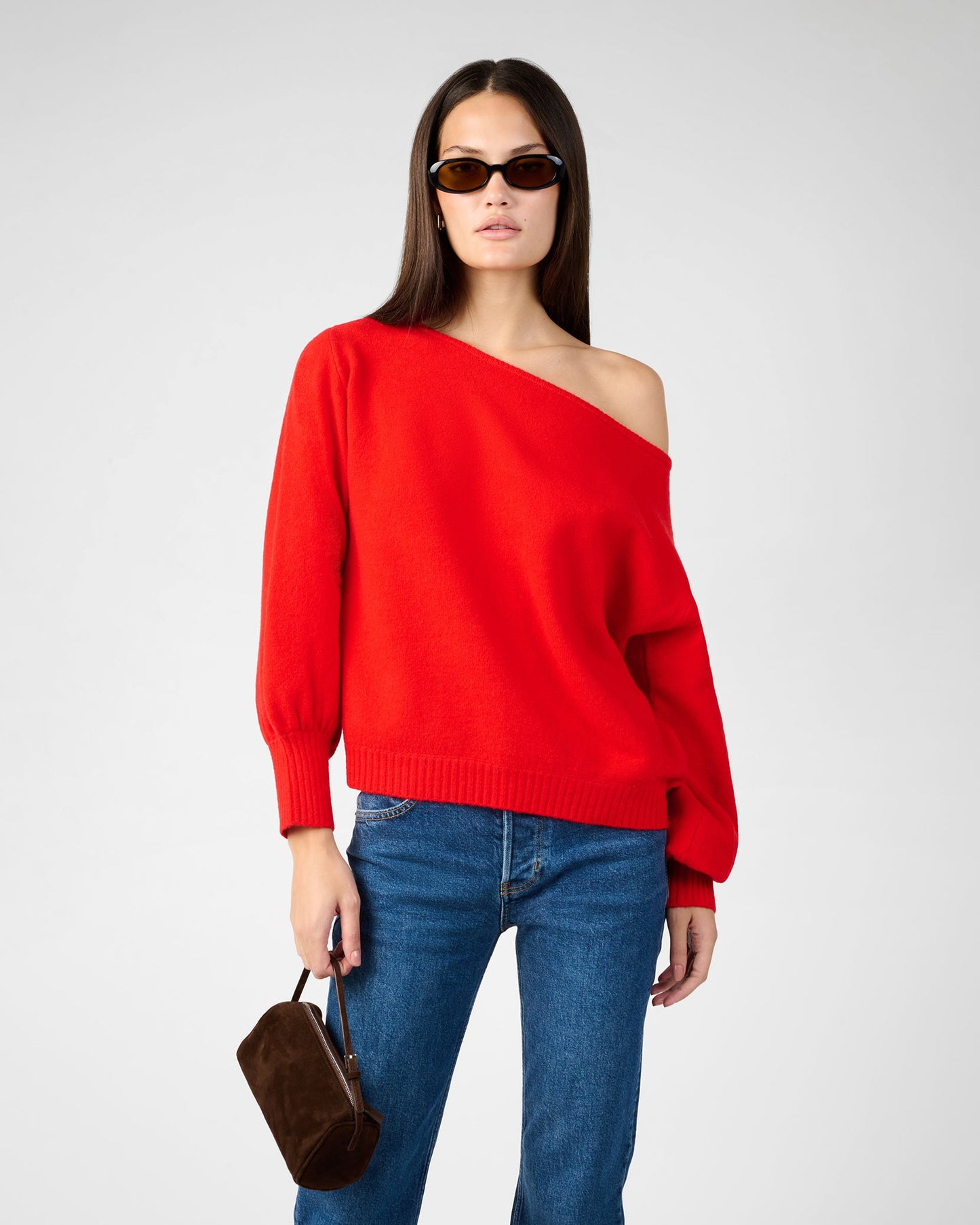 Off The Shoulder Balloon Sleeve Sweater
