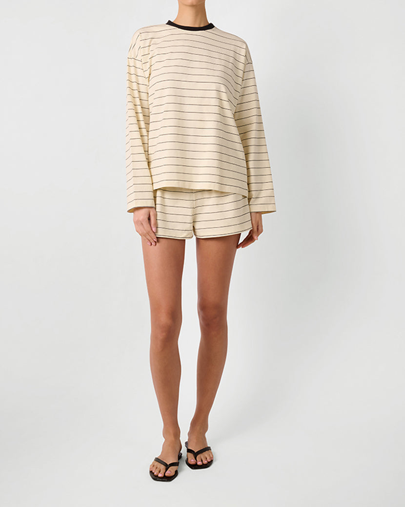 Long Sleeve Stripe Boxy Shirt