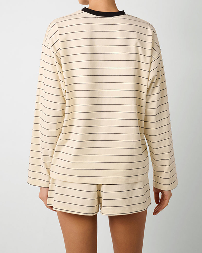 Long Sleeve Stripe Boxy Shirt