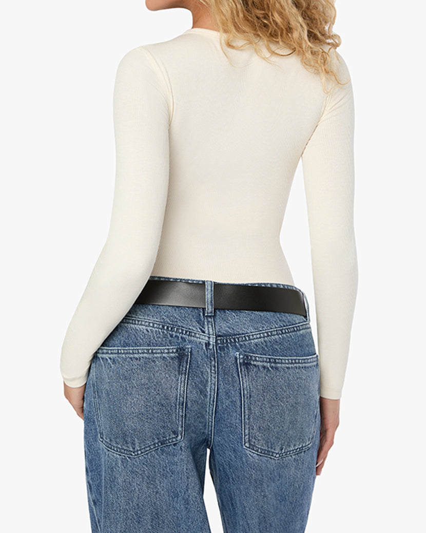 Crew Neck Henley Bodysuit