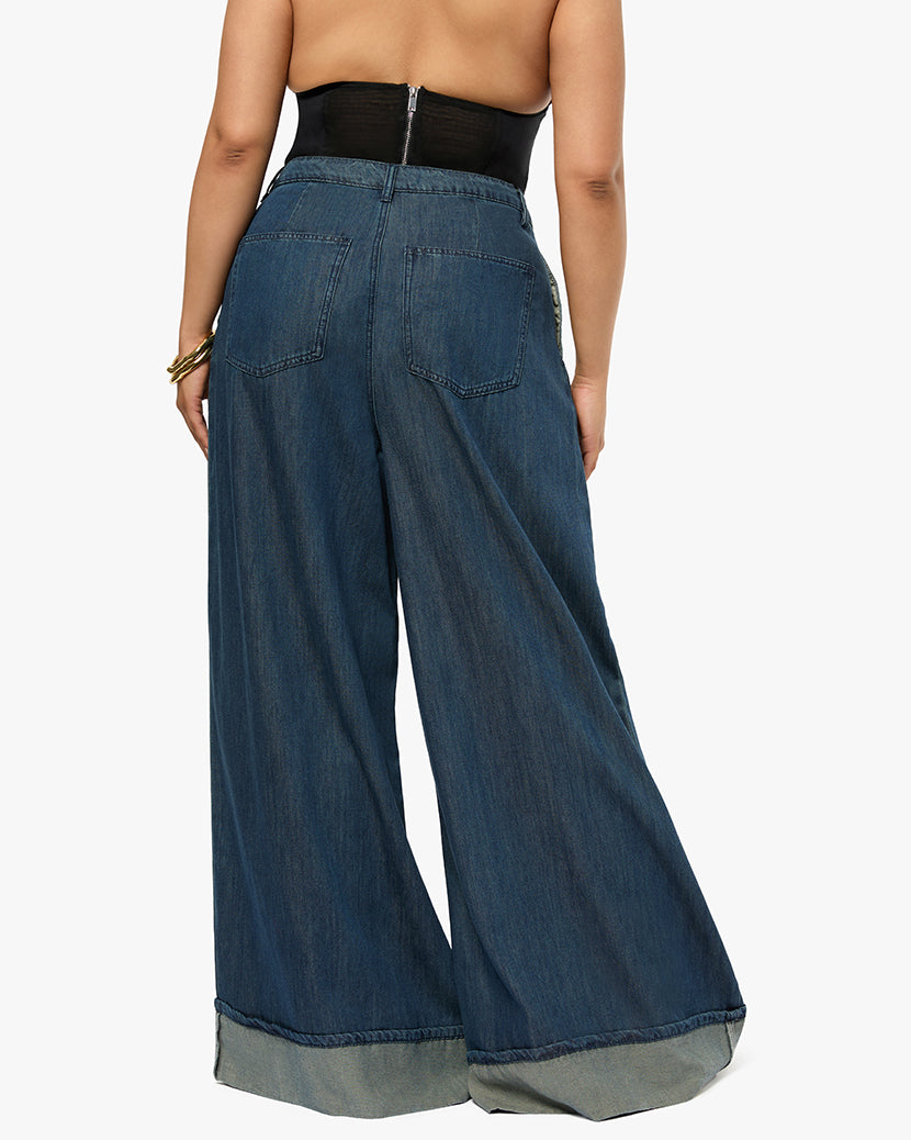 Pleated Wide Leg Jean