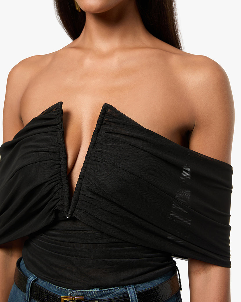 Ruched Off Shoulder Bodysuit