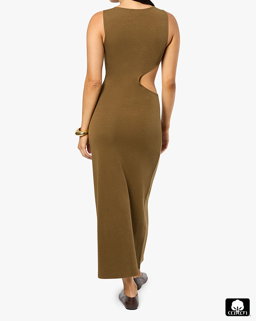 Cut Out Boat Neck Dress