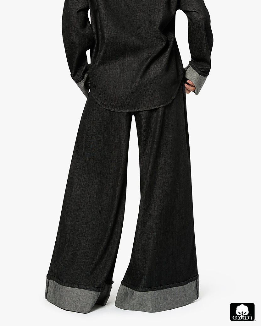 High Waisted Pleated Super Wide Leg Pant